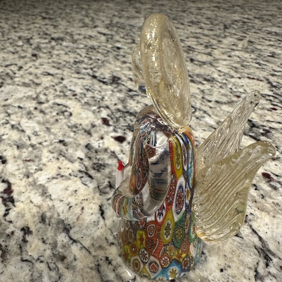 Murano Millefiori Italian Angel Candle Multicolor 24k Gold Flecks 4.7in - Picture 5 of 7